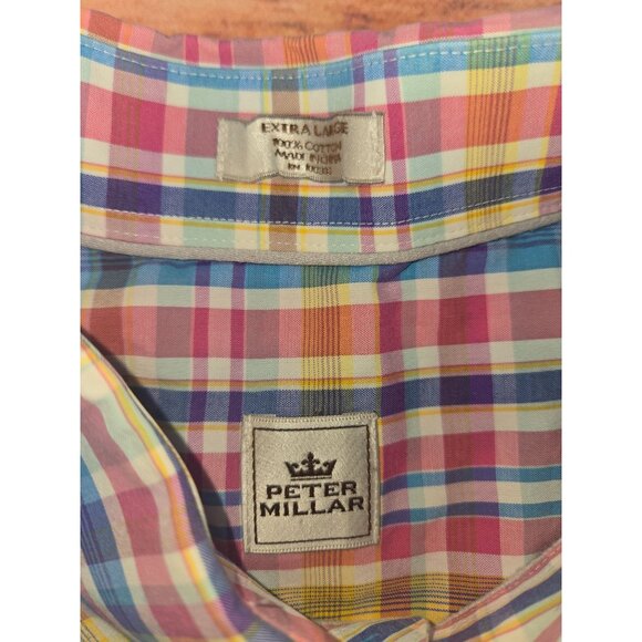 Peter Millar Mens Multicolor Plaid Button-Down Shirt XL - Picture 5 of 6